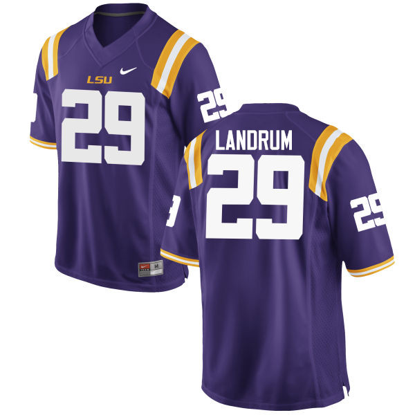 Men LSU Tigers #29 Louis Landrum College Football Jerseys Game-Purple - Click Image to Close